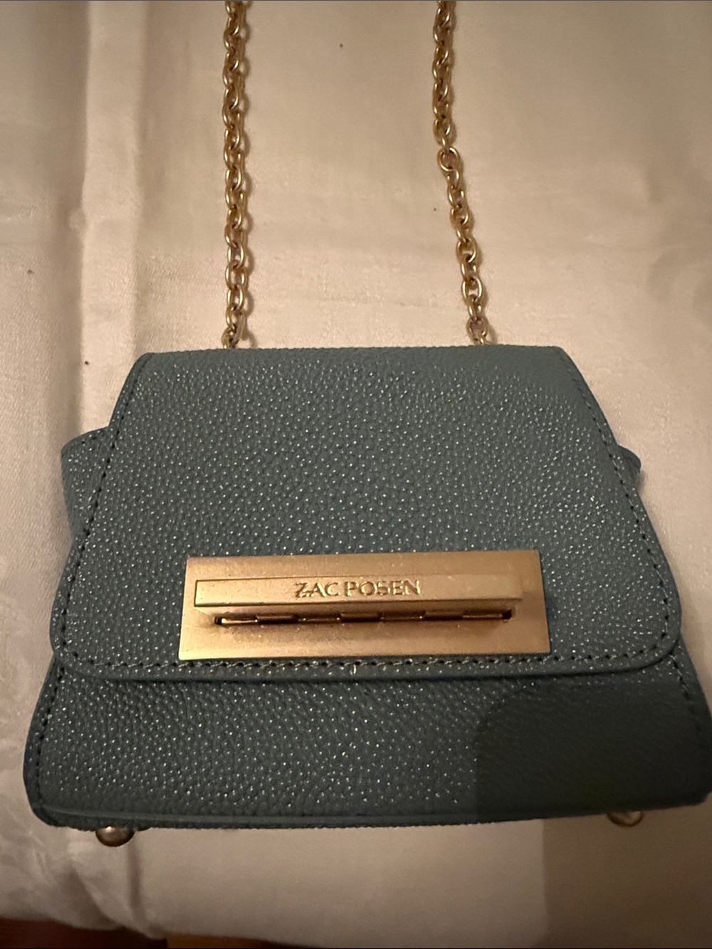 ZAC Zac Posen Dusty Blue Mini Crossbody with Gold Plate